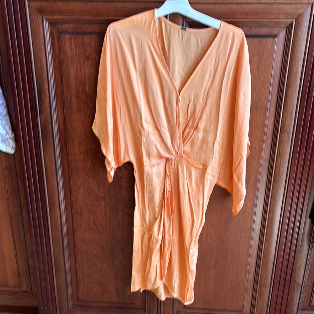 Young Fabulous & Broke Orange Ruched Wrap Dress